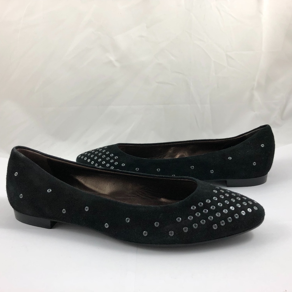 AGL Grommet Suede Leather Slip On Flats Shoes